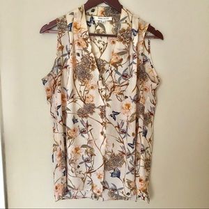 Rose & Olive Sleeveless Floral Top - L